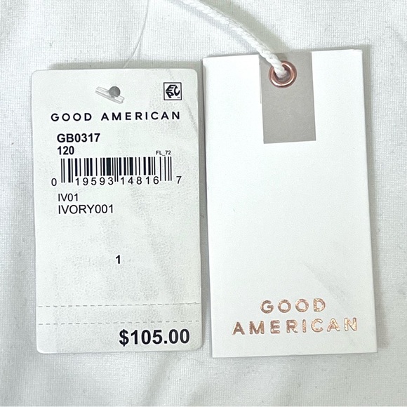 NWT Good American Fitted Long Sleeve Bodysuit in Ivory - Size 1 - Picture 3 of 4